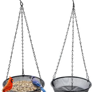 HH-LIFE 2 pcs Metal Mesh Hanging Bird Feeder Tray Food Platform for Bird Feeders, Outdoor Garden Decoration for Wild Backyard Attracting Birds (Ø21.5cm)