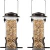 Hanging Bird Feeders Bird Seed Feeder Metal Wild Bird Feeding for Garden 2 Ports Heavy Duty Bird Feeders Weatherproof 2 Packs-Coffee