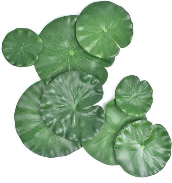 JIABEIUS 8 Pcs Pond Plants, 4 Size Artificial Lotus Leaves, Floating Foam Ornament Lily Pads Foliage Pond Decor Water Lily Leaves for Patio Koi Fish Pond Pool Aquarium Decoration