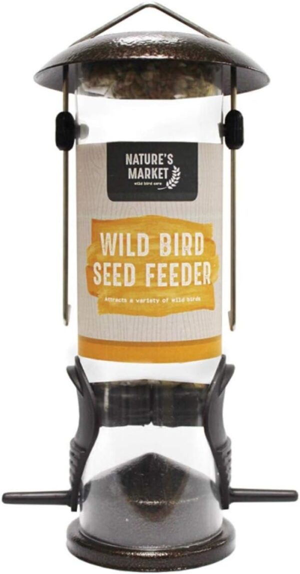 Natures Market Premium Hammertone Finish Bird Seed Feeder - Dark Brown