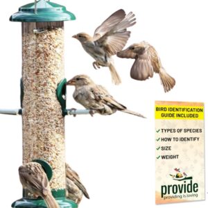 PROVIDE Easy Clean Bird Seed Feeder, bird feeders for small birds, Easy dissemble wild Bird Feeders. Hanging Bird Feeder,metal bird feeder for seeds. Garden Bird Feeding Station, garden bird feeders