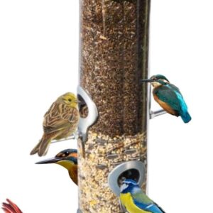 PROVIDE Large Stainless Steel bird feeder, Easy Clean Bird Seed Feeder, bird feeders for small birds, Easy Open wild Bird Feeders. Hanging Bird Feeder for seeds, bird feeders for Wild bird