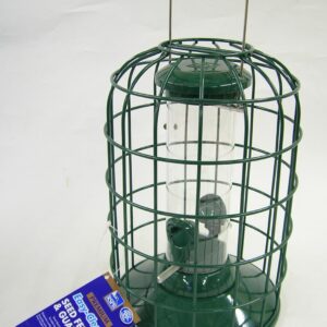 RSPB Hanging Wild Bird Squirrel Proof Seed Feeder, In Green Metal, Heavy Duty for Outdoor & Garden Use. Supporting The RSPB Charity