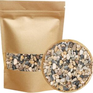 River Rocks Stones Natural Decorative Pebbles Fish Tank Gravel Small Garden Rocks Soil Cover for Aquariums, Landscaping, Vase Fillers, Succulent, Tillandsia, Cactus, Terrarium Plants 2.2lb