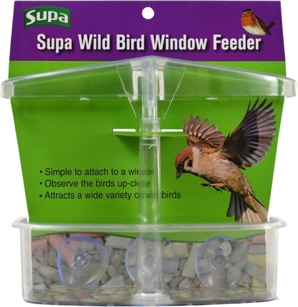 Supa Wild Bird Window Feeder | Enjoy Close Up Observation of Garden Birds, Comes Complete With 3 Heavy Duty Suction Cups.