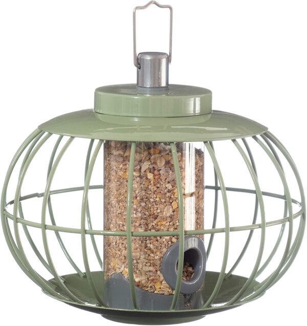 The Nuttery LAND03 Chinese Lantern Seed Squirrel Proof Bird Feeder - Hanging Seed Feeder for Garden Birds - Stylish, Sturdy Design - Metal Bird Feeder in Celadon Green