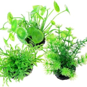 Uotyle Fish Tank Plants Plastic Artificial Aquarium Plants Decorations Green Ornament Small 3Pcs