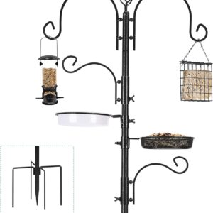 Urban Deco Bird Feeding Station Kit Bird Feeder Pole Wild Bird Feeder Hanging Station Kit Multi Feeder Hanging with Metal Suet Feeder Bird Bath for Attracting Wild Birds