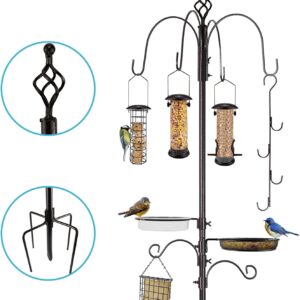 Urban Deco Wild Bird Feeding Station Kit Heavy duty Bird Feeder Pole Hanging Kit Hanger Multi Feeder Hanging with Metal Suet Feeder Bird Bath for Attracting Wild Birds