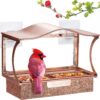 Window Bird Feeder, HouseSapp Sturdy Metal Window Bird Feeder, Window Bird Feeders with Strong Suction Cups, Super Adhesive Sheet×4，Large Outdoor Bird Feeder, Bird Watching Gift, Wild Bird Feeder
