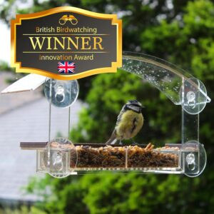 Window Bird Feeder with Strong Suction Cups - HOMEBIRD Window Bird Feeder UK with Removable Seed Tray For Bird Watching Bird Feeders for Small Birds Squirrel Proof Bird Feeder Window