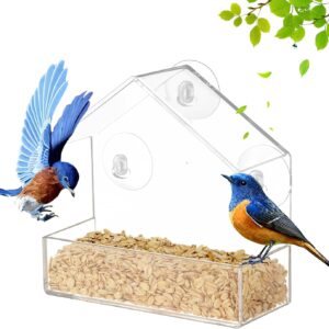 Window Bird Feeders,Window Bird Feeder with Strong Suction Cups,For Bird Watching Bird Feeders for Small Birds Squirrel Proof Bird Feeder Window,Transparent Birdhouse Shape Design.