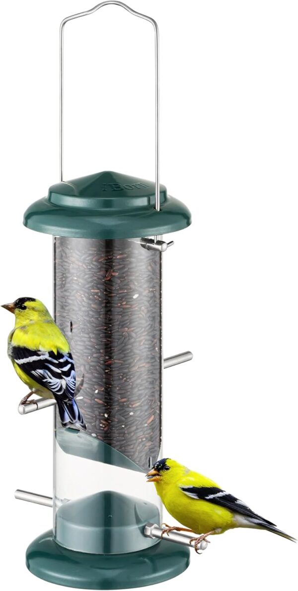 iBorn Metal Bird Feeder Nyger Niger Seed Feeder for Finch Goldfinch Thistle Seed Wild Bird Feeder Hanging Metal 8 Inch Green