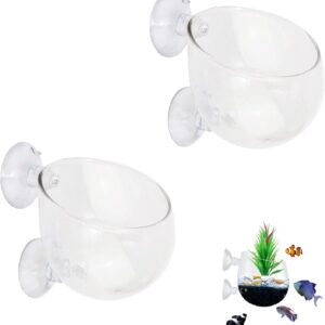 yeemeen Aquarium Plant Holder, 2Pcs Glass Plant Pot Aquarium with Suction Cups, Aquatic Plant Pots Glass for Indoor Fish Tank Aquarium Aquascaping, 60 x 55mm