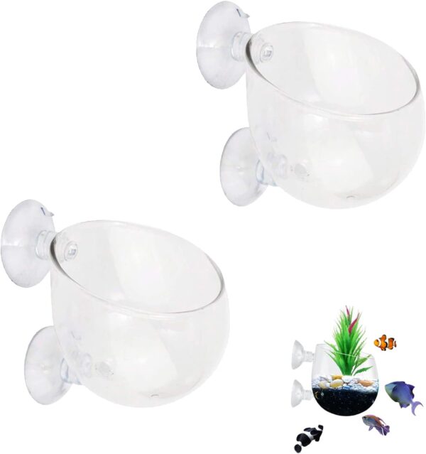 yeemeen Aquarium Plant Holder, 2Pcs Glass Plant Pot Aquarium with Suction Cups, Aquatic Plant Pots Glass for Indoor Fish Tank Aquarium Aquascaping, 60 x 55mm