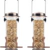 MIXXIDEA Wild Bird Feeders for Outdoors Hanging 2 Pack Stainless Steel Tube Bird Feeder Squirrel Proof, Finch Feeder for Garden Backyard Decoration Attractive Metal Thistle Feeder (Copper)