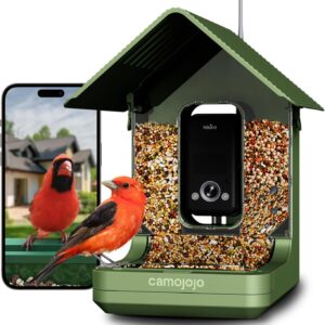 Bird Feeder with Camera of 32MP Photo & 4K Video, Smart Bird Feeder with AI Identify, 10000mAh Built-in Battery, Full-Color Night View, 32 SD, IP66, 2.4G/5G Dual WiFi Wireless, Live Function