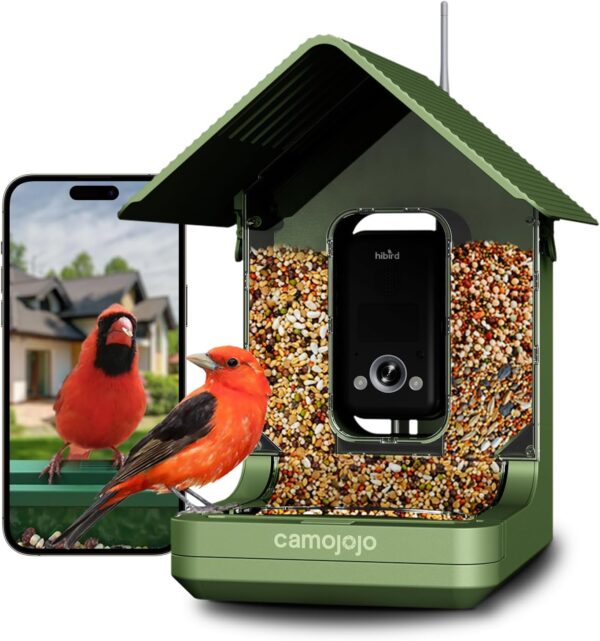 Bird Feeder with Camera of 32MP Photo & 4K Video, Smart Bird Feeder with AI Identify, 10000mAh Built-in Battery, Full-Color Night View, 32 SD, IP66, 2.4G/5G Dual WiFi Wireless, Live Function