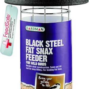 Gardman A01523 Black Steel Fat Snax Bird Feeder, 9 x 26 x 4 cm