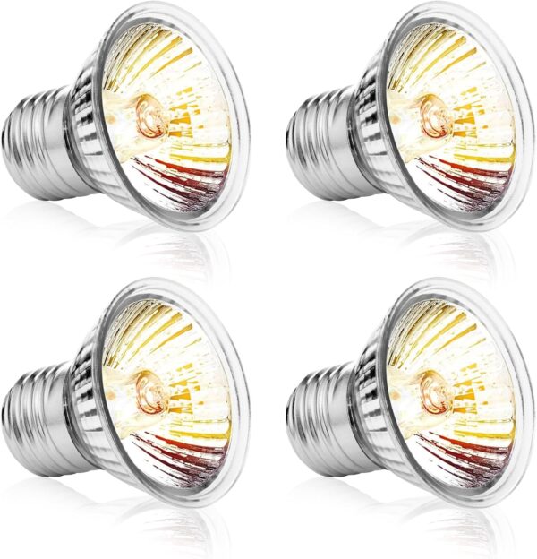 Adiwo Tortoise Heat Lamp, E27 Spiral Reptile Heating Bulb, 75W UVA UVB Heat Spotlight Basking Lamp, Winter Warm Light Halogen Heated Bulb for Aquarium Reptile/Lizards/Turtle/Snakes (4Pcs)