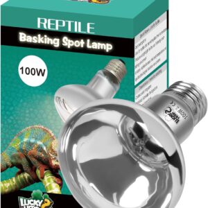 LUCKY HERP Reptile Heat Lamp Bulb, 100W Basking Spot Heat Bulb for Reptiles, Vivarium UVA Heat Light for Tortoise, Bearded Dragons, Lizards, Chicks, Dog