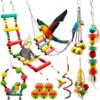 MQUPIN Bird Parrot Toys 12 Pack,Budgie Toys Parrots Cage Toys Hanging Swing Climbing Shredding Perches Toys Ladders Sepak Takraw Parrot Bite Toy Cockatiel Toys for Parakeet Budgerigar