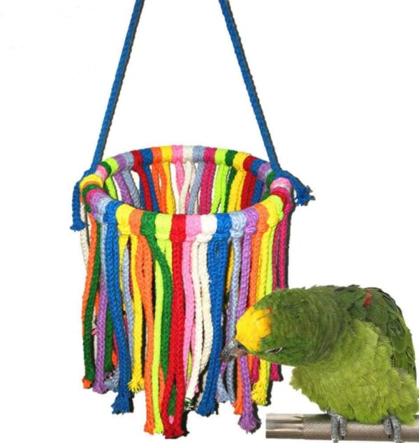 NganSuRong Pet Bird Parrot Cotton Rope Chewing Bite Hanging Cage Swing Budgie Climb Bungee Chew Toys Training Cockatiel Hammock