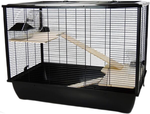 Little Friends Langham Tall Rat and Hamster Cage with Two Floors, 78 x 48 x 58 cm, Black