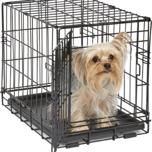 MidWest Homes for Pets Newly Enhanced Single Door iCrate 45.72 cm (18-Inch) Long Dog Crate, Includes Leak-Proof Pan, Floor Protecting Feet , Divider Panel & New Patented Features, Black, Model 1518