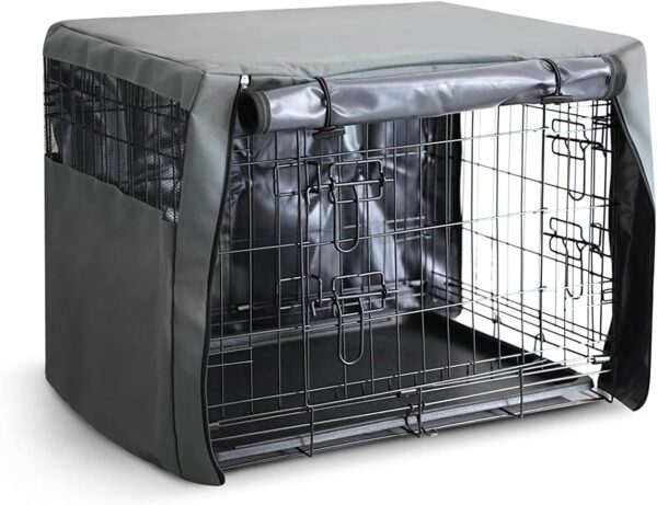 FurDreams Premium Cover for 24 Inch Dog Crate - Polyester with PVC Coating, Two Rolling Doors & Breathable Mesh Windows - Easy Installation & Machine Washable - Cage Cover for Puppy Training (Small)