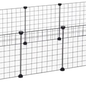 Pawhut DIY Pet Playpen Metal Wire Fence 12 Panel Enclosure Indoor Outdoor Guinea Pig Rabbit Small Animals Cage, Black