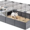 Ferplast Modular Cage for Rabbits Guinea Pigs MULTIPLA MAXI, Small Pet Cage, with Accessories, black
