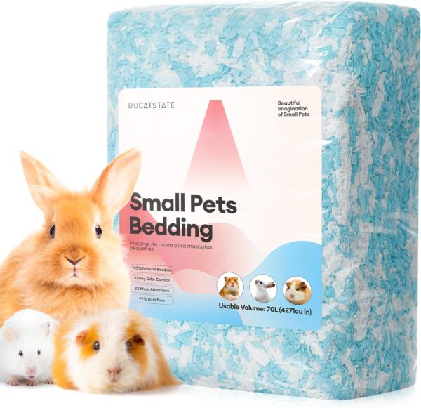 BUCATSTATE Extreme Odour Control Super Absorbent Paper Bedding for Small Animals, Cages, Hamster, Gerbil, Mice, Guinea Pigs, 70 Litre (Blue)