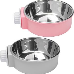 2 Pcs Crate Water Bowl, 2-in-1 Dog Cage Hanging Bowls Removable Cage Water Bowls for Small Animals