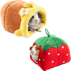 Avont Guinea Pig Bed House Hideout for Cage, Small Pet Washable Warm Sleep Bed for Dwarf Rabbits Chinchillas Hamsters Hedgehogs Ferrets Bearded Dragons and Rats -2 Pack