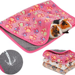 HYLYUN Waterproof Guinea Pig Blankets, 3 Pack Washable Small Animal Fleece Cage Liners Pet Soft Sleep Mat Cover Warm Flannel Throw for Hamster Rabbit Chinchilla Hedgehog Ferret (60 * 40cm)