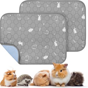 PICK FOR LIFE 2 Packs Guinea Pig Cage Liners Washable Reusable Guinea Pig Pee Pad, Waterproof Fast Absorbent Guinea Pig Mat Non-Slip Bedding for Small Animal Chinchilla Rabbit Hamster Puppy 45x60 cm