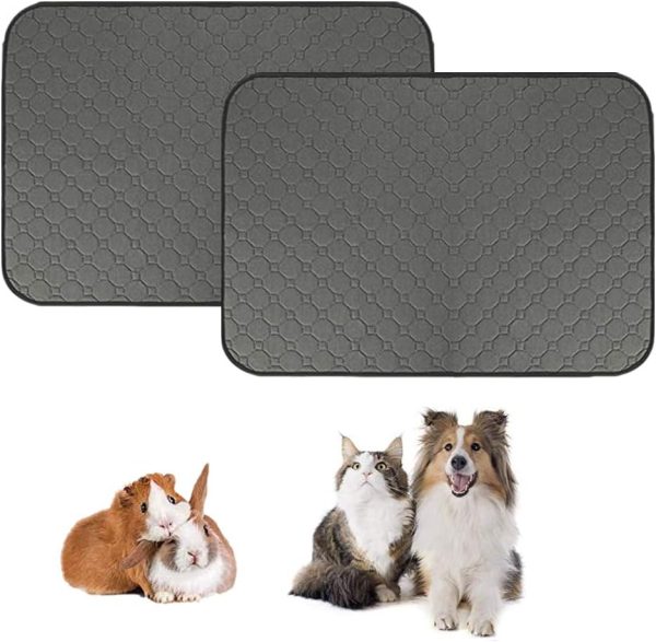 Guinea Pig Fleece Cage Liners, Pet Washable Pee Pad, Waterproof Reusable Dog Cat Mat, Anti Slip Small Animals Bedding with Super Absorben - 20"x 28" (2pcs-M)