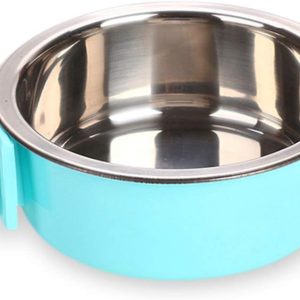 Dog Hanging Bowl 2-in-1 Removable Stainless Steel Food Hanging Bowl for Puppy/Cat, Andiker Pet Bowl Hanging Cage Large Water Food Feeder for Dogs Cats (small, blue)