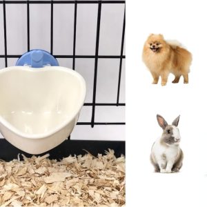 Choco Nose Patented Removable Heart Shaped Food Bowl for Dogs/Puppies/Rabbits/Cats/Guinea Pigs/Chinchillas/Birds -Water Dish for Small Pets or Animals - For Wire Cages or Crates 8 oz, Blue (C607)