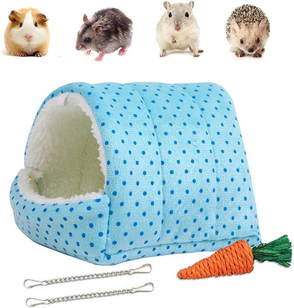 kuivoo Hamster House,Small Pet Bed House,Multifunctional Hanging Sleeping Bed, Small Animal Cage Home,Warm Nest Cave and Hideout for Guinea Pig,Hedgehog Squirrel Rat(21x18*17CM)