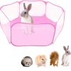Foldable Small Animals Cage Tent 47.2",Breathable & Transparent Pet Playpen Pop Open Outdoor/Indoor Exercise Fence,Yard Fence for Guinea Pig,Rabbits,Hamster,Chinchillas and Hedgehogs (Color : Pink)