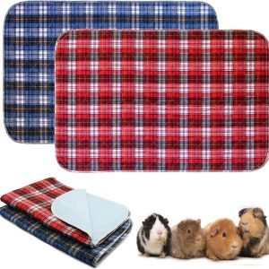 2 Pack Guinea Pig Fleece Cage Liners - 90 x 60 CM, Washable Non-Slip Fast Absorbent Waterproof Small Animals Bedding Pads for Chinchillas Rabbits Hamster Bunny