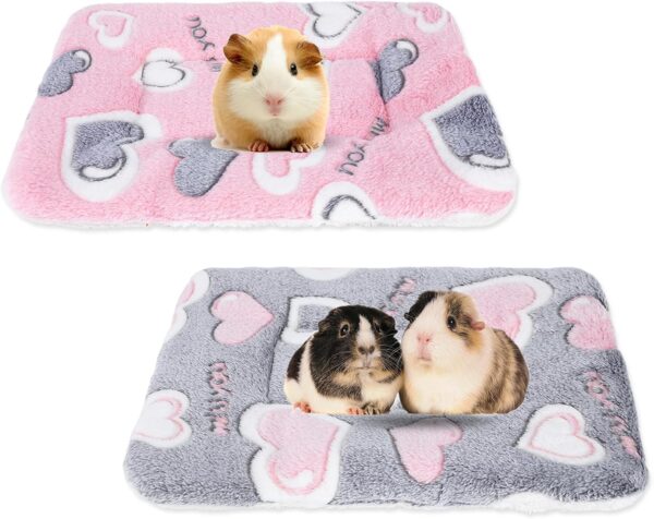 2 Pcs Small Animal Plush Bed Mat 35x27cm Washable Guinea Pig Bed Mat Fluffy Guinea Pig Bedding Mat Sleeping Pad for Bunny Hamster Guinea Pig