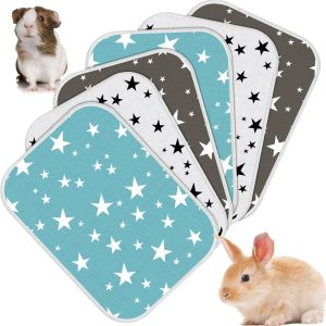 6 Pack Guinea Pig Cage Liners Absorbent Reusable Washable Guinea Pig Pee Pads Waterproof Bunny Hamster Bedding Puppy Kitten Whelping Box Mats for Cat Small Animal Dog, 3 Styles (13 x 18 Inch)