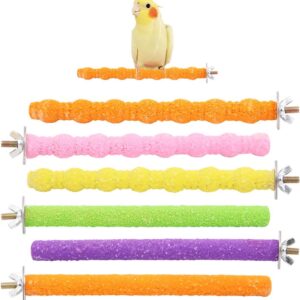 6 Pcs Parrot Perches,Colorful Birdcage Scrub Stand Bar for Bird Parrot Budgies Parakeet Cockatiels Conure Lovebird Cage Paw Grinding Toy