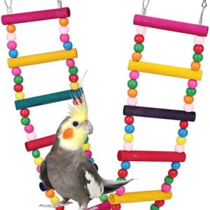 ASOCEA Bird Parrot Ladders Hanging Toys Pet Swing Bridge Climbing Toys Standing Hammock Cage Accessories for Small Medium Chicken Lovebirds Cockatiel Conure Parakeet Finches Trainning Playing