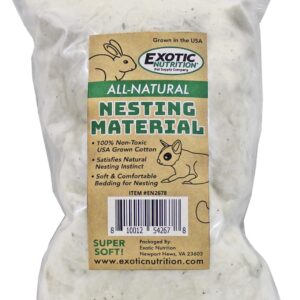 All-Natural Nesting Material (4 oz.) - 100% Cotton Eco-Friendly Animal Bedding - For Sugar Gliders, Squirrels, Hamsters, Rabbits, Chinchillas, Rats, Mice, Gerbils, Guinea Pigs and Other Small Pets