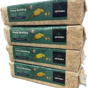 All Walks Hemp Pet Bedding - 40L - Sustainably Sourced & Biodegradable Pet Bedding - 100% Natural Hemp Fiber - Superior Odor Control, Pesticide & Chemical Free - American Farms - (10L, Pack of 4)