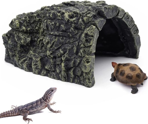 BREUAILY Reptiles Hideaway Aquarium Cave, Aquarium Turtle Reptiles Sun Hiding Place Habitat Decoration for Lizards, Turtles (Large)